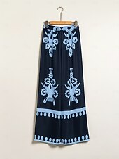 billige damebukser-Dame Unisex Bred Bukseben Bukser Slott Full lengde Bohem Designer Fritid Feriereise Avslappet Blå Sommer Vår S M L