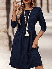 Dames Mini-jurk Casual jurk Modern Buiten Vakantie Dagelijks Normale pasvorm Effen Lange mouw Strakke ronde hals Zwart Marineblauw Donkergroen Oranje Lente Herfst voordelige Trui Jurken-Dames Mini-jurk Casual jurk Modern Buiten Vakantie Dagelijks Normale pasvorm Effen Lange mouw Strakke ronde hals Zwart Marineblauw Donkergroen Oranje Lente Herfst