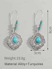 voordelige Damesoorbellen-Boheemse oorbellen met bloemen en turquoise steen voor dames, vintage oorbellen van legering voor casual gebruik, op het strand en op feestjes