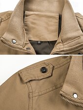 economico Giubbotti Cargo-Per uomo Giacca utility Giacca Cargo Vacanza Quotidiano Resistente all&#039;usura Tasca Primavera Autunno Semplice Moda Classico Collo alla coreana Regolare Nero Cachi Verde militare Giacca