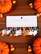 رخيصةأون إكسسوارات الهالوين-أقراط نسائية على شكل قرع وشبح الهالوين - أقراط متدلية لطيفة من الأكريليك لحفلات الهالوين