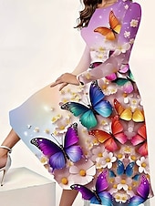 Femmes Robe Longue Maxi Robe Robe bohème Élégant ancien Mode Extérieur Soirée Quotidien Coupe régulière Graphique Papillon manche longue Col ras du cou Aqua bleu Jaune Rose Claire Bleu Printemps abordables Robe Boho-Femmes Robe Longue Maxi Robe Robe bohème Élégant ancien Mode Extérieur Soirée Quotidien Coupe régulière Graphique Papillon manche longue Col ras du cou Aqua bleu Jaune Rose Claire Bleu Printemps