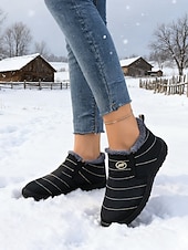 economico Stivali di neve e inverno-stivali da neve impermeabili arancioni da donna con calda fodera in peluche, scarpe invernali leggere e slip-on per il freddo all'aperto e in stile Halloween