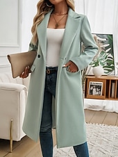halpa Trench Coats-Naisten Trenssitakki Mukava Hengittävä Tasku Napit Vapaa-aika Tavallinen Loma Katu Kausaliteetti Arki-asut Yksirivinen Pitkä Sänkyjen avaus Normaali Pitkähihainen Päällysvaatteet Ruskea Apila Tumman