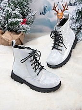 halpa Lasten saappaat-Korealaisesta idolista inspiroituneet poptähden naamiaiskengät tyttöjen hopeanväriset kimaltelevat maiharit nauhoilla, sivuvetoketjulla ja liukumattomalla pohjalla, talvimuodin mukaiset kengät