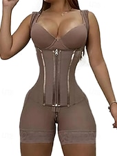 cheap Corsets-Women's Corset Shapewear Waist Cincher Shapewear Onesie Sexy Corset Fashion Sexy Pure Color Zipper Vacation Street Date Sleeveless U Neck Black Pink Purple Beige Spring Fall Tailored Fit