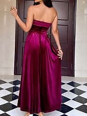 abordables Robe de cocktail-Femmes Robe Longue Maxi Robe Robe en Velours Robe de Soirée Élégant Moderne Soirée Coupe régulière Uni Sans manches Sans bretelles Noir Vin Vert foncé Bleu de minuit Printemps Automne