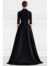 Недорогие Длина пола-А-силуэт В пол Платье-рубашка Свадебное платье для гостей Вечернее платье Платье для матери невесты Рукав до локтя Рубашечный воротник Элегантный стиль Официальные Свадебный гость Сатин с