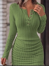 economico Abiti in maglia-Per donna Mini Abito Abito in maglia Vestito Casual Attillato Moda Moderno Quotidiano Data Weekend Vestibilità regolare Semplice Manica Lunga Girocollo Giallo Rosa Verde militare Viola Autunno Inverno