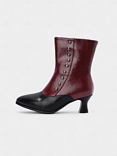 levne 20. léta 20. století-Dámské edvardovské černobílé knoflíkové kozačky – vintage kotníkové boty s podpatkem na středním podpatku z 10. let 20. století pro viktoriánské rekonstrukce a divadlo