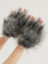 Недорогие Модные аксессуары-Женские пушистые перчатки в виде лапы оборотня – аксессуары для косплея на Хэллоуин, пушистые варежки в виде когтей монстра для вечеринок и нарядов