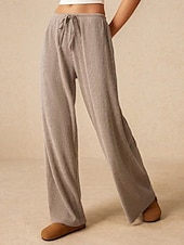 economico gamba larga e vita alta-Per donna Culotte Gamba Larga Gamba larga Chinos Vacanza Vintage Streetwear Lunghezza intera Vita media Semplice Tasca Design con Coulisse Elastica Comodo Micro-elastico Alta elasticità All&#039;aperto