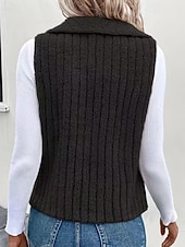 abordables Gilet-Femmes Gilet Chaud Confortable Fermeture éclair Occasionnel Uni Vacances Rue Occasionnel Tenue quotidienne Régulier Col Rabattu Coupe régulière Sans manches Vêtements d'extérieur Noir Blanche Bleu