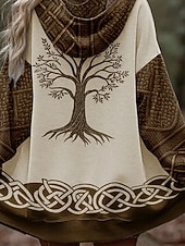 ieftine Topuri Boho-Pentru femei Hanorace cu fermoar Grafic Geometric Tribal Punk Activ Epocă Manșon Lung Capișon Topuri obișnuite Casual Casă Zilnice Albastru piscină Mov Maro Trifoi Toamnă Iarnă