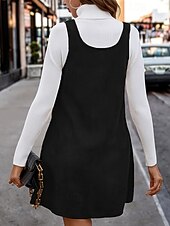 preiswerte abendkleider-Damen Minikleid Freizeitkleid Cocktailkleid Mode Modern Täglich Date Wochenende Normale Passform Einfach Ärmellos V Ausschnitt Schwarz Braun Grün Frühling Herbst