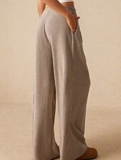 economico gamba larga e vita alta-Per donna Culotte Gamba Larga Gamba larga Chinos Vacanza Vintage Streetwear Lunghezza intera Vita media Semplice Tasca Design con Coulisse Elastica Comodo Micro-elastico Alta elasticità All&#039;aperto