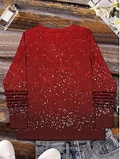 abordables Hauts de Noël-Noël Femmes T-shirt Graphique Bonhomme de neige ancien Élégant Classique manche longue Col en V Hauts Réguliers Quotidien Imprimé Gris / Rouge Noir + blanc + rouge Noir Vin Rouge Printemps Automne