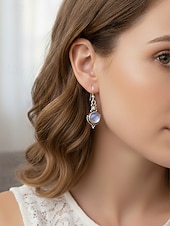 Недорогие Женская серьга-Женские серьги-подвески из лунного камня с винтажным серебряным дизайном, элегантные украшения в стиле бохо для вечеринок, свадеб и повседневной носки