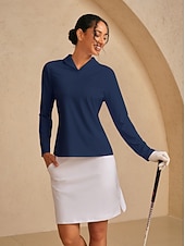 ieftine Colecția de designer-Pentru femei Tricou POLO Bleumarin Manșon Lung Topuri Vestimenta Golf Doamnelor Haine Ținute Poartă Îmbrăcăminte