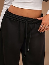 abordables jambe large et taille haute-Femmes Joggings Jambe large Chinos Mode Streetwear Occasionnel Longueur complète Taille haute Uni Ceinture Élastique Confortable Doux Élastique Extérieur Rue Gris clair Noir Blanche Rouge Ét