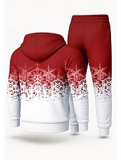 Недорогие спортивные костюмы-Новогодняя тематика Муж. Толстовка Спортивный костюм Спортивный костюм из двух частей Кулиска Застегнуться Градиент цвета Наборы одежды Осень Черный Красный Назначение На открытом воздухе Путешествия