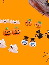 رخيصةأون إكسسوارات الهالوين-أقراط نسائية على شكل قرع وشبح الهالوين - أقراط متدلية لطيفة من الأكريليك لحفلات الهالوين