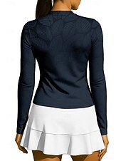 billiga Kvinnors skjorta-Dam Trä / löv Sporttröja Tennisskjorta Tennistopp Långärmad Dragkedja Blommig UPF50+ UV-resistent Hög Elasisitet Fuktabsorberande Andningsfunktion Volleyboll Tennis Golf Hög krage Dragkedja Skjorta