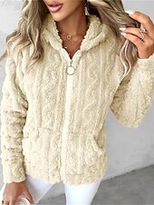 economico Felpe Pelosi-Per donna Giacca in Pile Cappotto Giacca con Cappuccio Caldo Confortevole Cerniera Tasca Moda Moderno Casual Semplice Uscire Weekend Cerniera Regolare Con Cappuccio Vestibilità regolare Manica Lunga