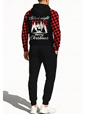 economico Tute da ginnastica-Natale Per uomo Felpa con cappuccio Tuta da Ginnastica Felpa con cappuccio con zip Coulisse Tasche Pantaloni Felpa con Cappuccio Felpa Autunno Rosso / nero Allenamento in Palestra Casuale