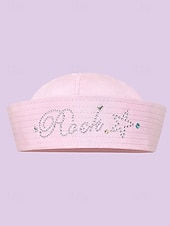 tanie Kapelusze damskie-Damska czapka marynarska z napisem z kryształków, stylowa czapka do strojów K-pop, na bal maskowy i jako dodatek do kostiumów scenicznych