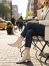 お買い得  足首ブーツ-クリスタル装飾のローヒールとラインストーンストラップが付いたレディースブラックアンクルブーツ、エレガントで都会的な高級パーティーシューズ