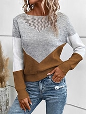 Dámské Svetr Na běžné nošení Měkké Geometrický Rýhovaný Tričkový Slátanina Pletený Dlouhý rukáv Běžné topy Plést Venkovní Denní Víkend Černá Žlutá Podzim Zima levne Pevné barvy-Dámské Svetr Na běžné nošení Měkké Geometrický Rýhovaný Tričkový Slátanina Pletený Dlouhý rukáv Běžné topy Plést Venkovní Denní Víkend Černá Žlutá Podzim Zima