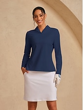 ieftine Colecția de designer-Pentru femei Tricou POLO Bleumarin Manșon Lung Topuri Vestimenta Golf Doamnelor Haine Ținute Poartă Îmbrăcăminte