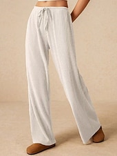 economico gamba larga e vita alta-Per donna Culotte Gamba Larga Gamba larga Chinos Vacanza Vintage Streetwear Lunghezza intera Vita media Semplice Tasca Design con Coulisse Elastica Comodo Micro-elastico Alta elasticità All&#039;aperto