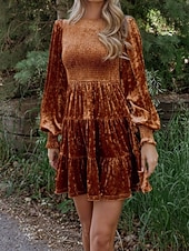 ieftine Rochii Party-Pentru femei Rochie Mini Rochie de catifea Rochie de Cocktail Rochii Peplum Elegant Modă Modern Petrecere Serată Dată Fit regulat Simplu Manșon Lung Stil Nautic Negru Roșu Vin Verde Militar Maro