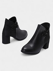 preiswerte Stiefeletten-Weiße Damen-Stiefeletten aus Kunstleder mit Jacquard und Blockabsatz – stylische kurze Winterstiefeletten für Damen, ideal für Urlaubspartys, Outdoor-Bekleidung und lässigen Streetstyle