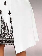 ieftine rochie florală-Pentru femei Rochii Midi Rochie A line Casual Zilnic Fit regulat Floral Manșon Lung În V Alb Vară Primăvară Toamnă