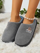 ieftine Flip-Flops de Damă-Papuci de casă casual din pluș pentru femei – pantofi de casă călduroși cu căptușeală din fleece pentru confortul casei pe timp de iarnă