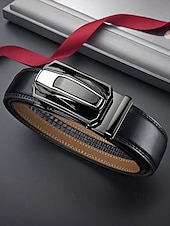 Herrebelte i ekte skinn med bilspenne – luksuriøst automatisk skrallebelte til dress for forretnings-, fritids- og formell bruk billige Belter for menn-Herrebelte i ekte skinn med bilspenne – luksuriøst automatisk skrallebelte til dress for forretnings-, fritids- og formell bruk