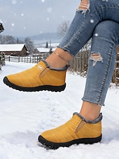 economico Stivali di neve e inverno-stivali da neve impermeabili arancioni da donna con calda fodera in peluche, scarpe invernali leggere e slip-on per il freddo all'aperto e in stile Halloween