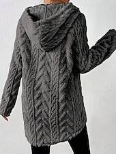 baratos jaquetas casuais-Mulheres Pulôver Moletom Com Capuz Tecido Roupa de rua Casual Velo Sherpa Manga Longa Com Capuz Tops regulares Rua Feriado Com Cordão Preto Branco Vermelho Roxo Bege Outono Inverno