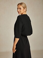 ieftine Palto trench-Pentru femei Jachetă Palton Cald Ștrasuri Elegant Oficial Petrecere Invitat la nunta Muncă Scurt Crewneck Fit regulat Manșon Lung Îmbrăcăminte exterioară Negru Primăvară Toamnă