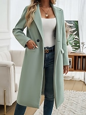 halpa Trench Coats-Naisten Trenssitakki Mukava Hengittävä Tasku Napit Vapaa-aika Tavallinen Loma Katu Kausaliteetti Arki-asut Yksirivinen Pitkä Sänkyjen avaus Normaali Pitkähihainen Päällysvaatteet Ruskea Apila Tumman