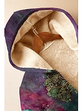 Недорогие Свитшоты с флисовой подкладкой-Жен. Толстовки на молнии Застегнуться Молния С принтом Графика Геометрический принт Огурцы Элегантный стиль Теплый Винтаж Длинный рукав Капюшон Обычные топы Повседневные Дом Офис Зеленый