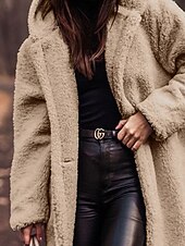 voordelige Winterjassen-Dames Winterjas Fleecejack Houd Warm Comfortabel Zak Knop Modieus Casual Effen Vakantie Straat Casual Alledaagse kleding Enkele rij knopen Lang Capuchon Normale pasvorm Lange mouw bovenkleding
