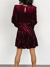 ieftine Rochii Party-Pentru femei Rochie Mini Rochie de catifea Rochie de Cocktail Rochii Peplum Elegant Modă Modern Petrecere Serată Dată Fit regulat Simplu Manșon Lung Stil Nautic Negru Roșu Vin Verde Militar Maro