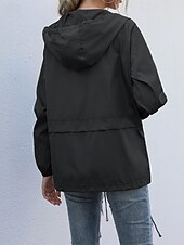baratos Parka Casual-Mulheres Casaco com capuz Confortável Zíper Bolsos Casual Tecido Férias Roupa Diária Para Noite Final de semana Padrão Com Capuz Normal Manga Longa agasalhos Preto Vinho Cinzento Claro Primavera