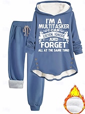 女性用 日常 パーカー 長袖 フード付き グラフィック レタード ドローストリング プリント カジュアル 日常 ダスティローズ ブルー グレー 秋 ルーズフィット お買い得  レディーススウェットスーツ-女性用 日常 パーカー 長袖 フード付き グラフィック レタード ドローストリング プリント カジュアル 日常 ダスティローズ ブルー グレー 秋 ルーズフィット