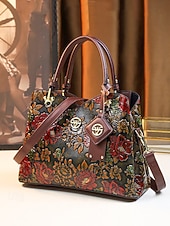 זול תיקי יד-תיק יד וינטג' לנשים מעור דמוי עור עם עיצוב פרחוני מובלט - תיק כתף רטרו אלגנטי לנשים, חתונות, מסיבות ואירועים רשמיים