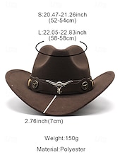 baratos Chapéus Femininos-Chapéu de cowboy masculino com faixa de cabeça de touro – chapéu fedora vintage de feltro com aba larga para rodeio, estilo ao ar livre e presente de Natal
